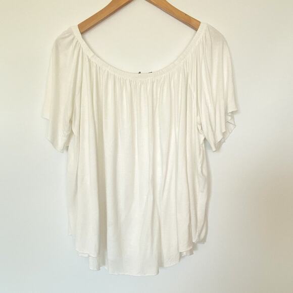 Mango White Off-shoulder Flowy Knit T-shirt Top Blouse - Picture 2 of 8